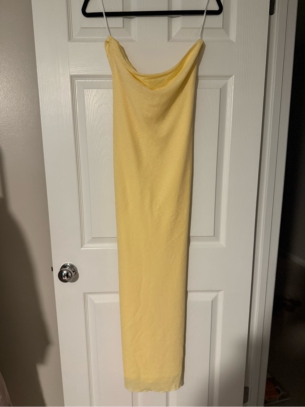Princess Polly Strapless Pale Yellow Maxi Dress with Side Drape - Picture 5 of 5